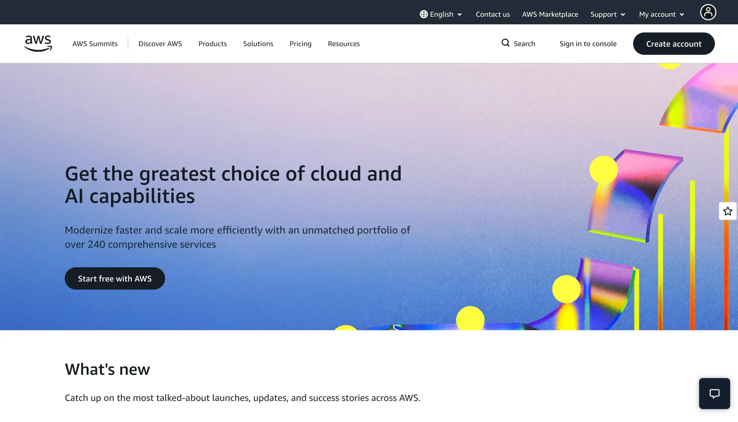 AWS home page
