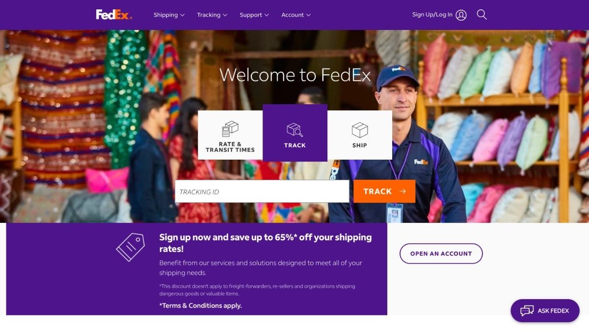 FedEx Home page