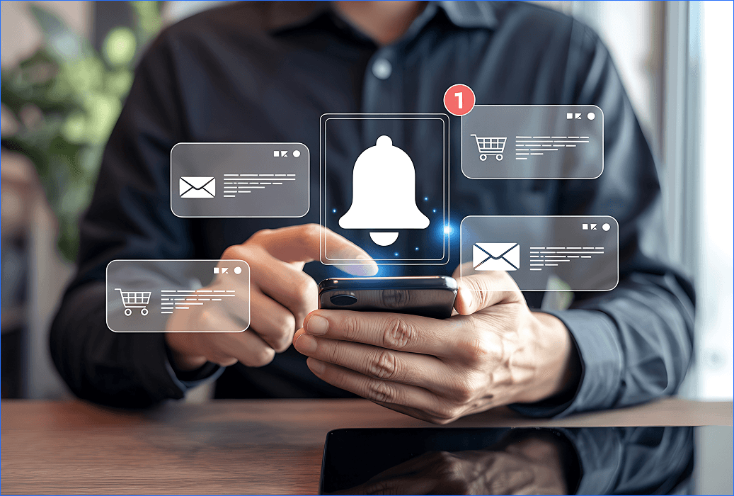 Geofencing technology sending location-based push notifications and promotional offers to mobile users.