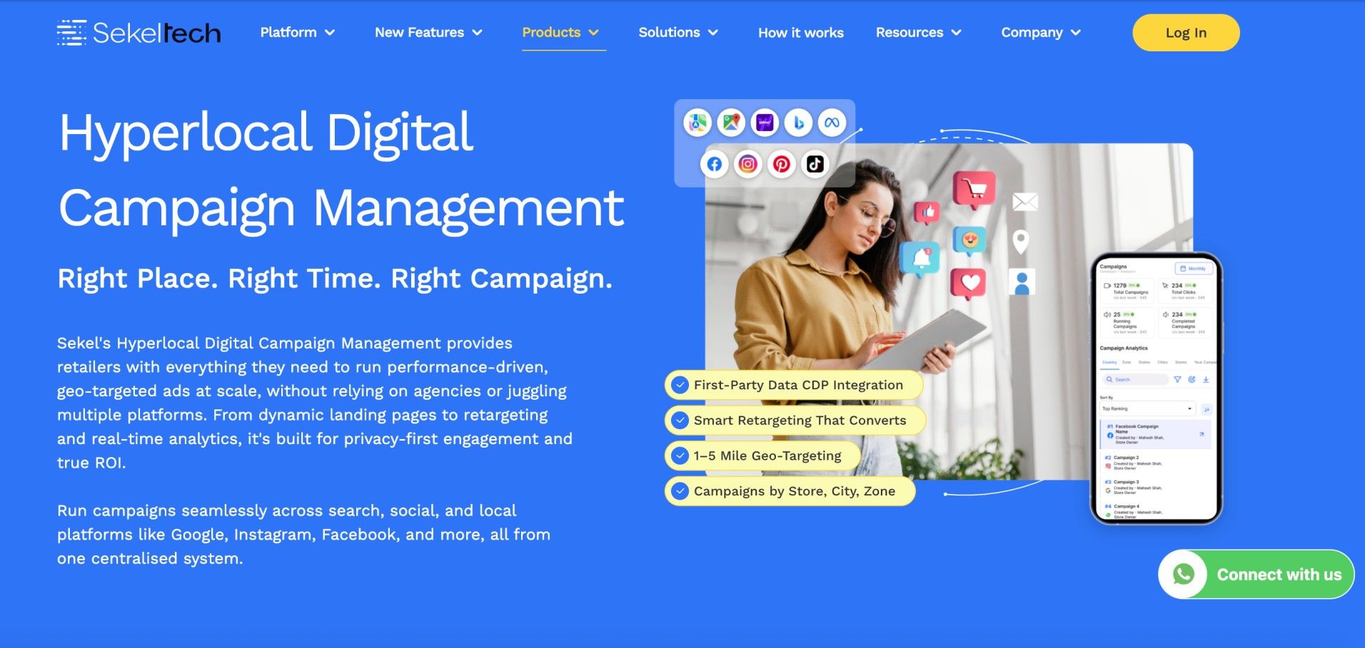 Hyperlocal discovery platform showcasing mobile-based digital solutions for listings, reviews, store locator, and content optimisation.
