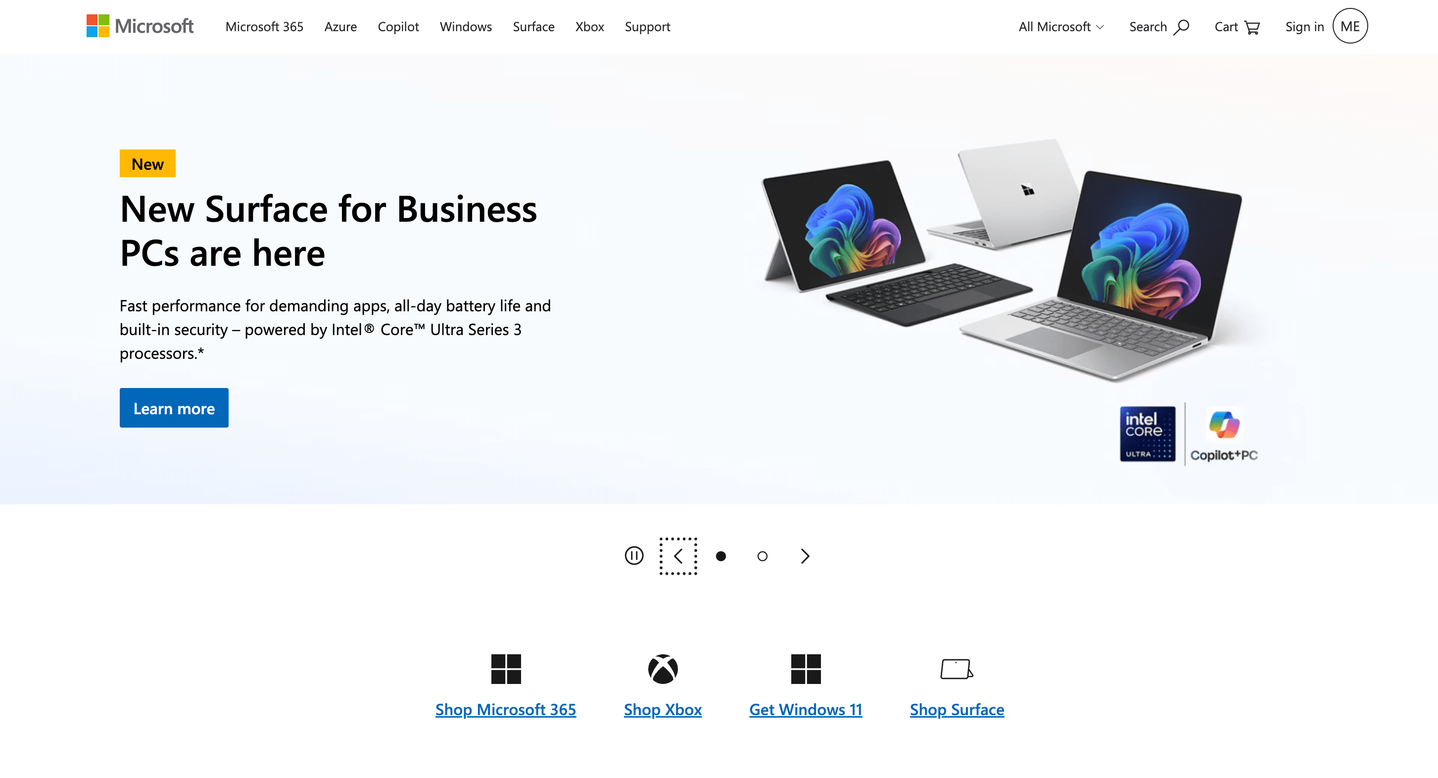 Microsoft home page