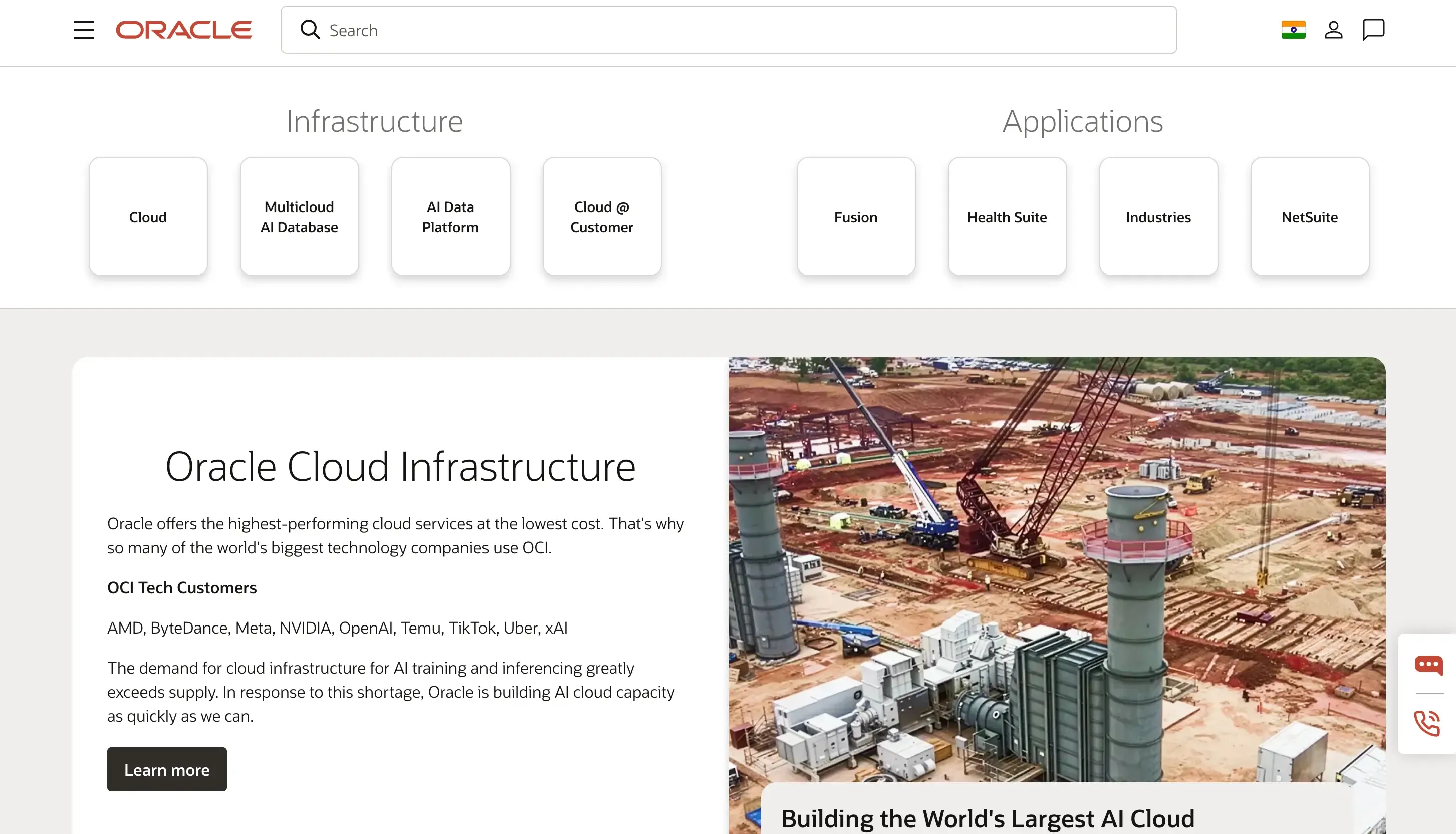 Oracle home page