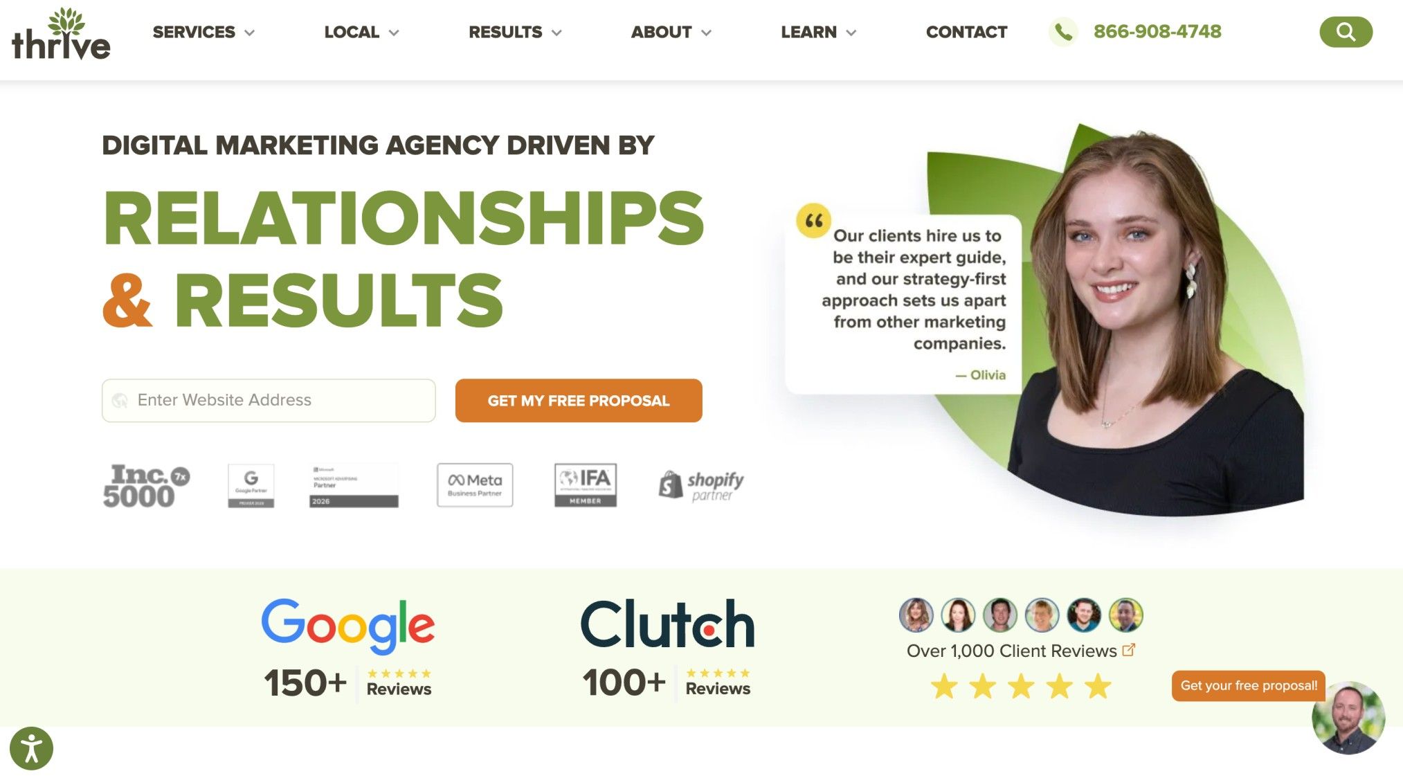 Local Business Marketing Agency - Thrive Agency homepage 2026