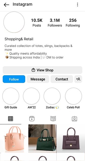 Store Instagram Account